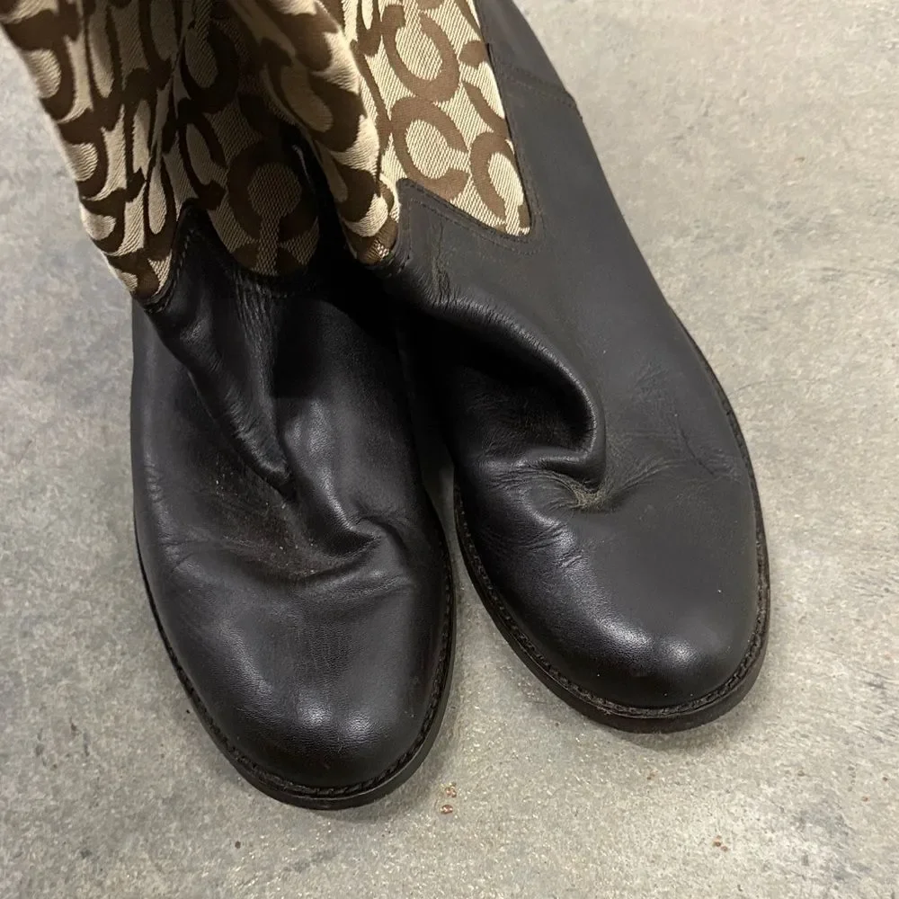 Vintage Coach Black and Brown Patterned Boots